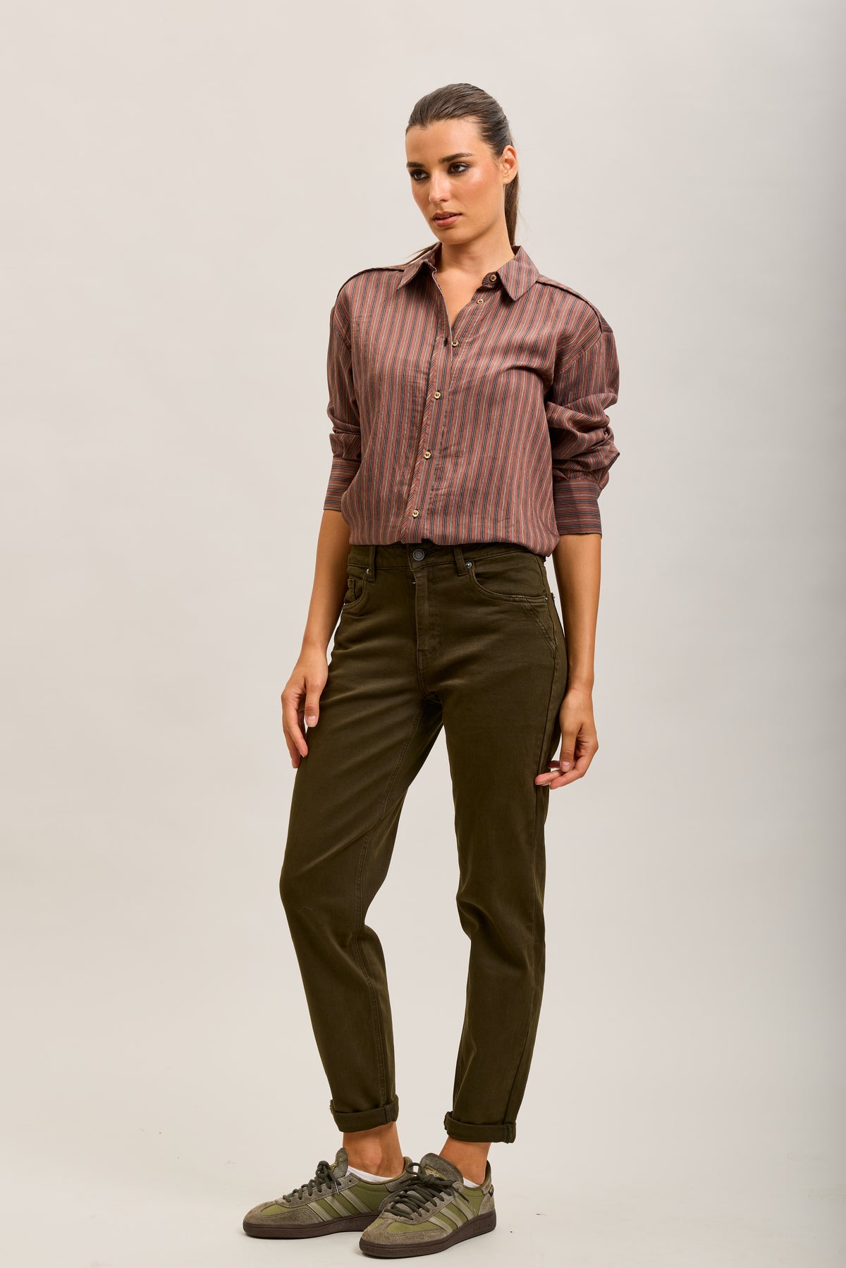 Toxik3 pantalon jean mom cropped denim stretch ourlet