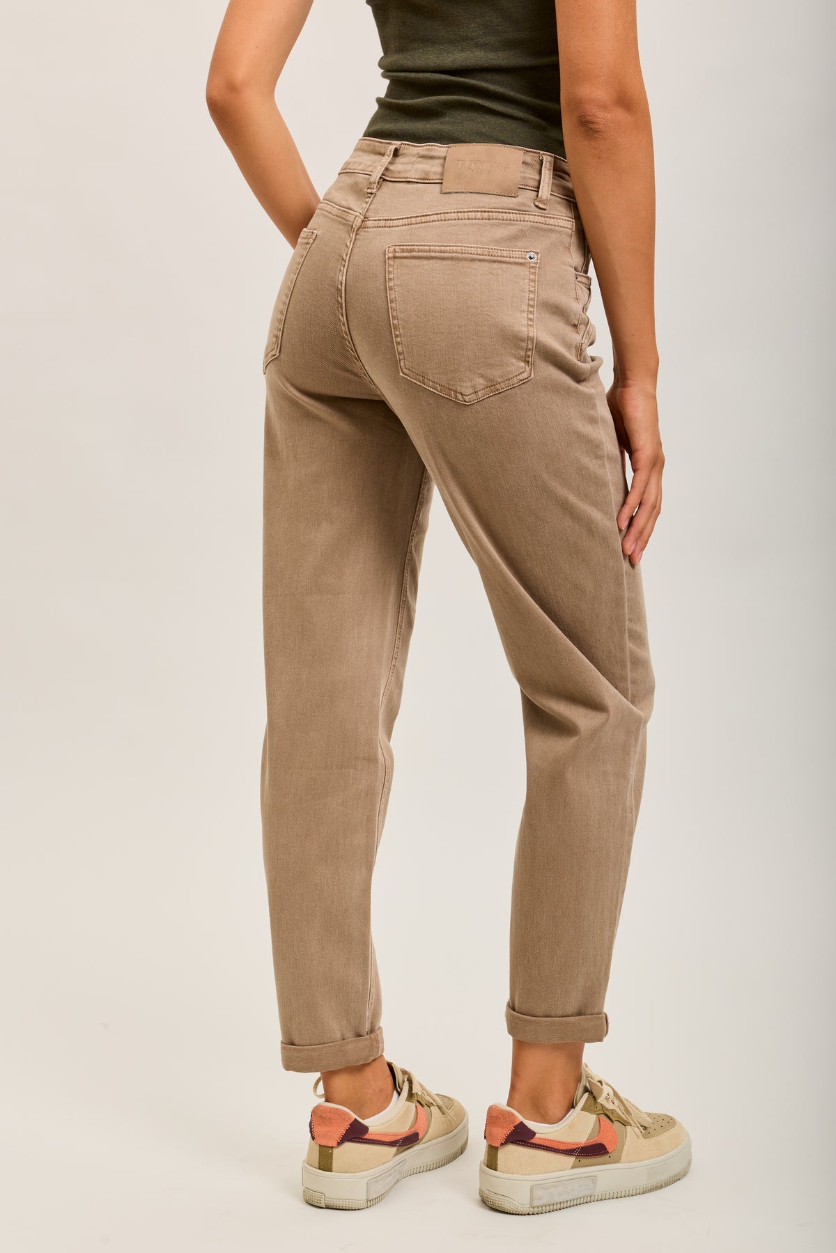 Toxik3 pantalon jean mom cropped denim stretch ourlet