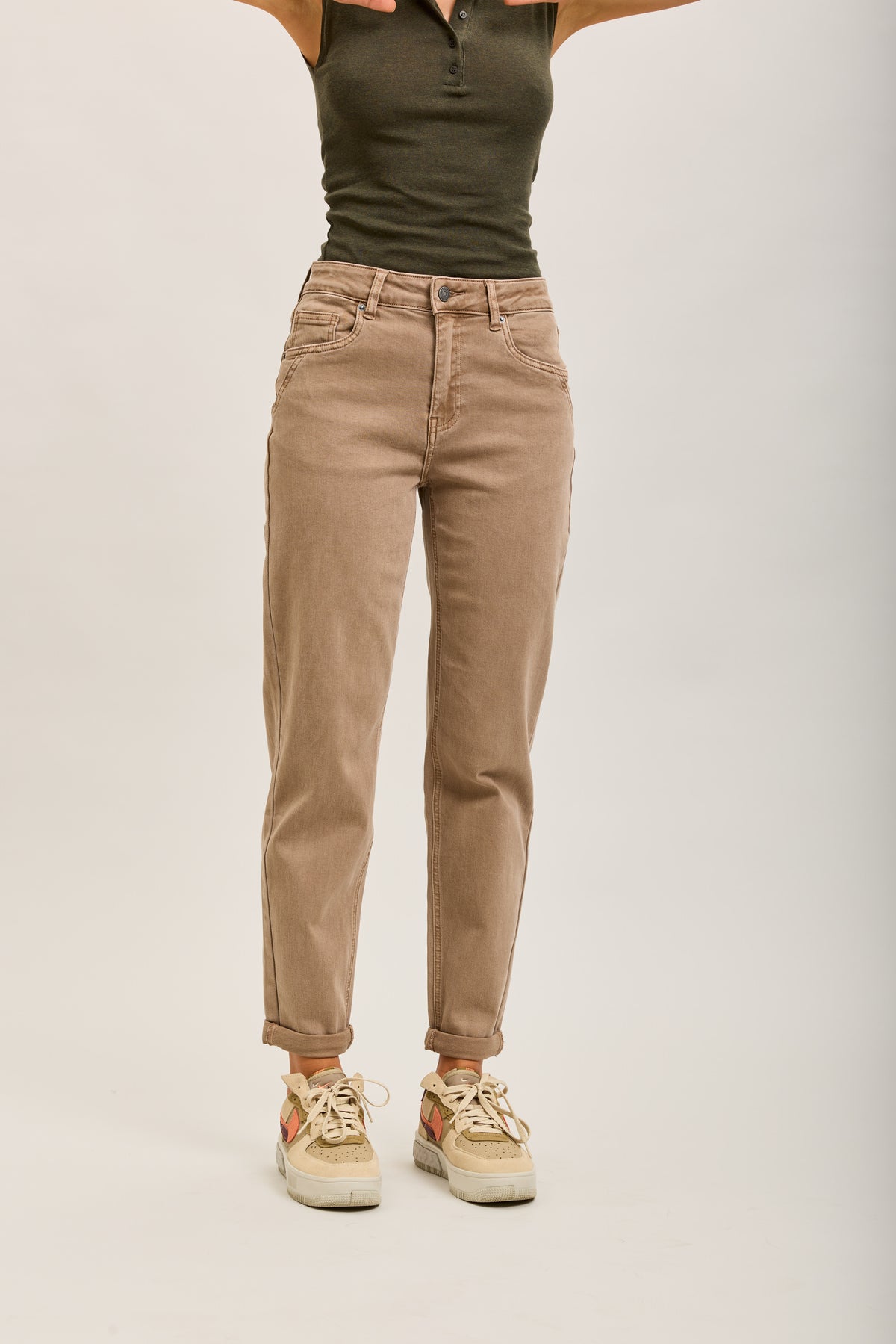 Toxik3 pantalon jean mom cropped denim stretch ourlet