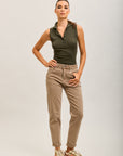 Toxik3 pantalon jean mom cropped denim stretch ourlet