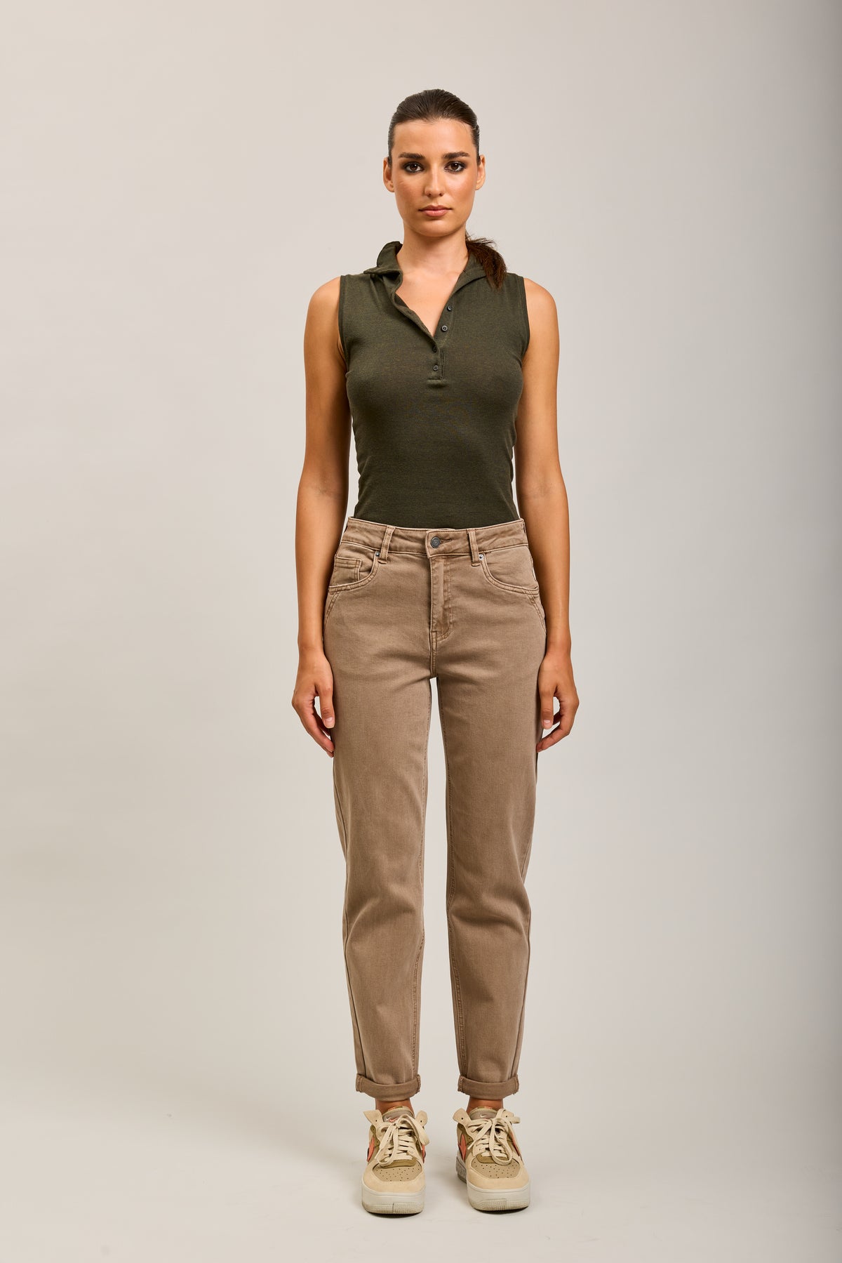 Toxik3 pantalon jean mom cropped denim stretch ourlet