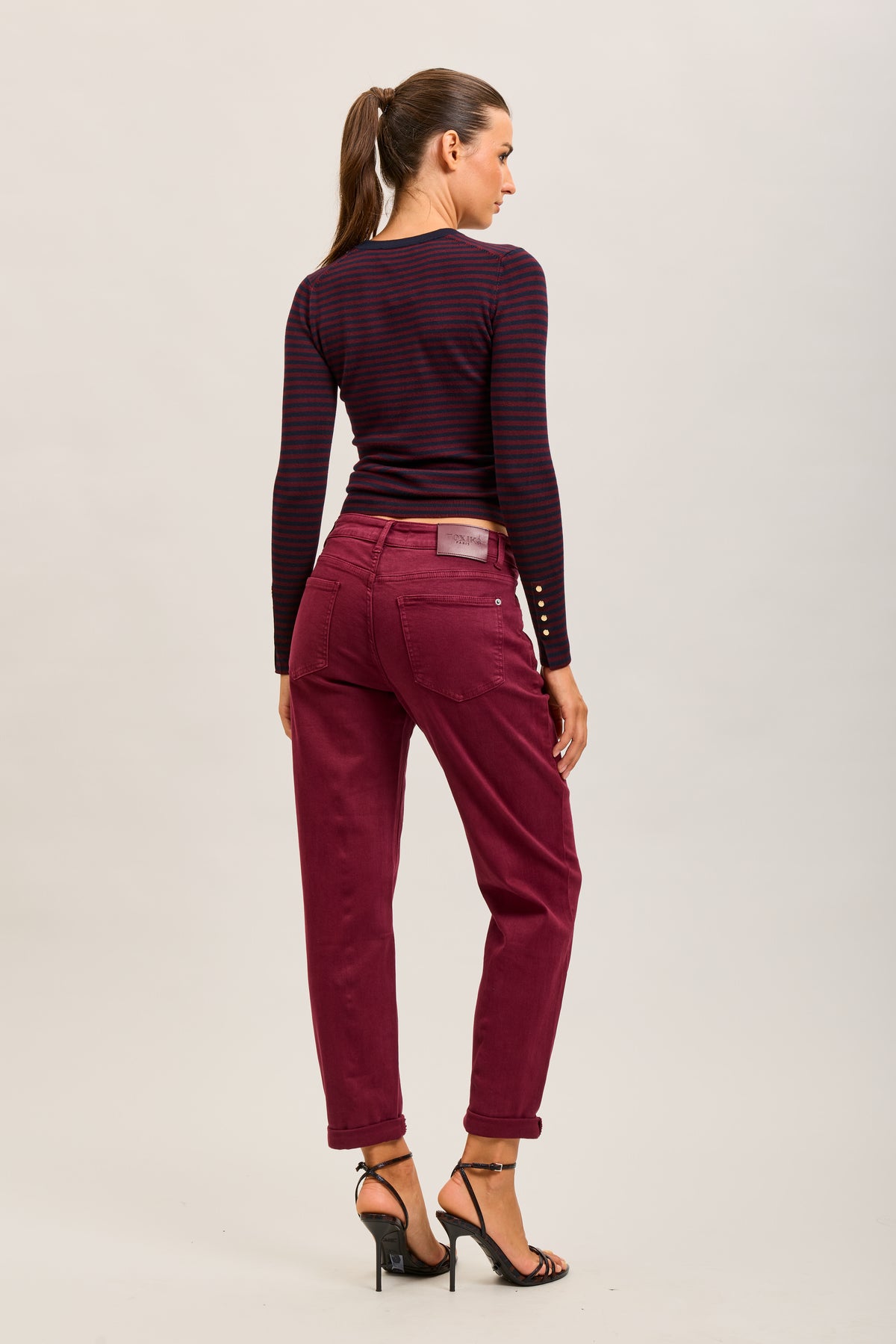 Toxik3 pantalon jean mom cropped denim stretch ourlet