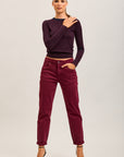 Toxik3 pantalon jean mom cropped denim stretch ourlet