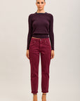 Toxik3 pantalon jean mom cropped denim stretch ourlet