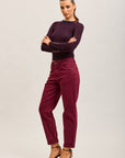 Toxik3 pantalon jean mom cropped denim stretch ourlet