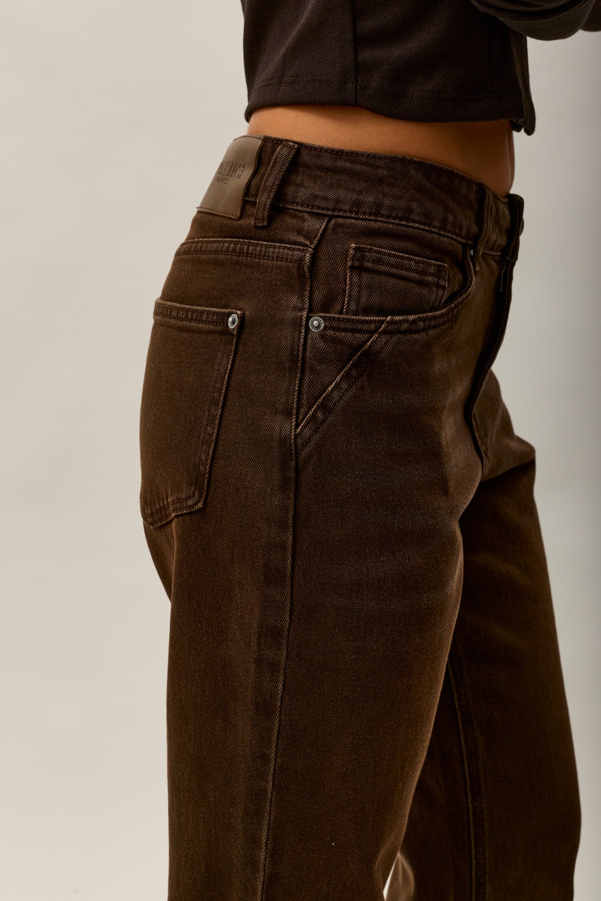Toxik3 pantalon jean mom cropped denim stretch ourlet