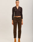 Toxik3 pantalon jean mom cropped denim stretch ourlet