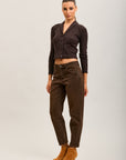 Toxik3 pantalon jean mom cropped denim stretch ourlet