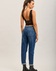 Toxik3 pantalon jean mom cropped denim stretch ourlet