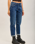 Toxik3 pantalon jean mom cropped denim stretch ourlet