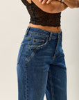 Toxik3 pantalon jean mom cropped denim stretch ourlet