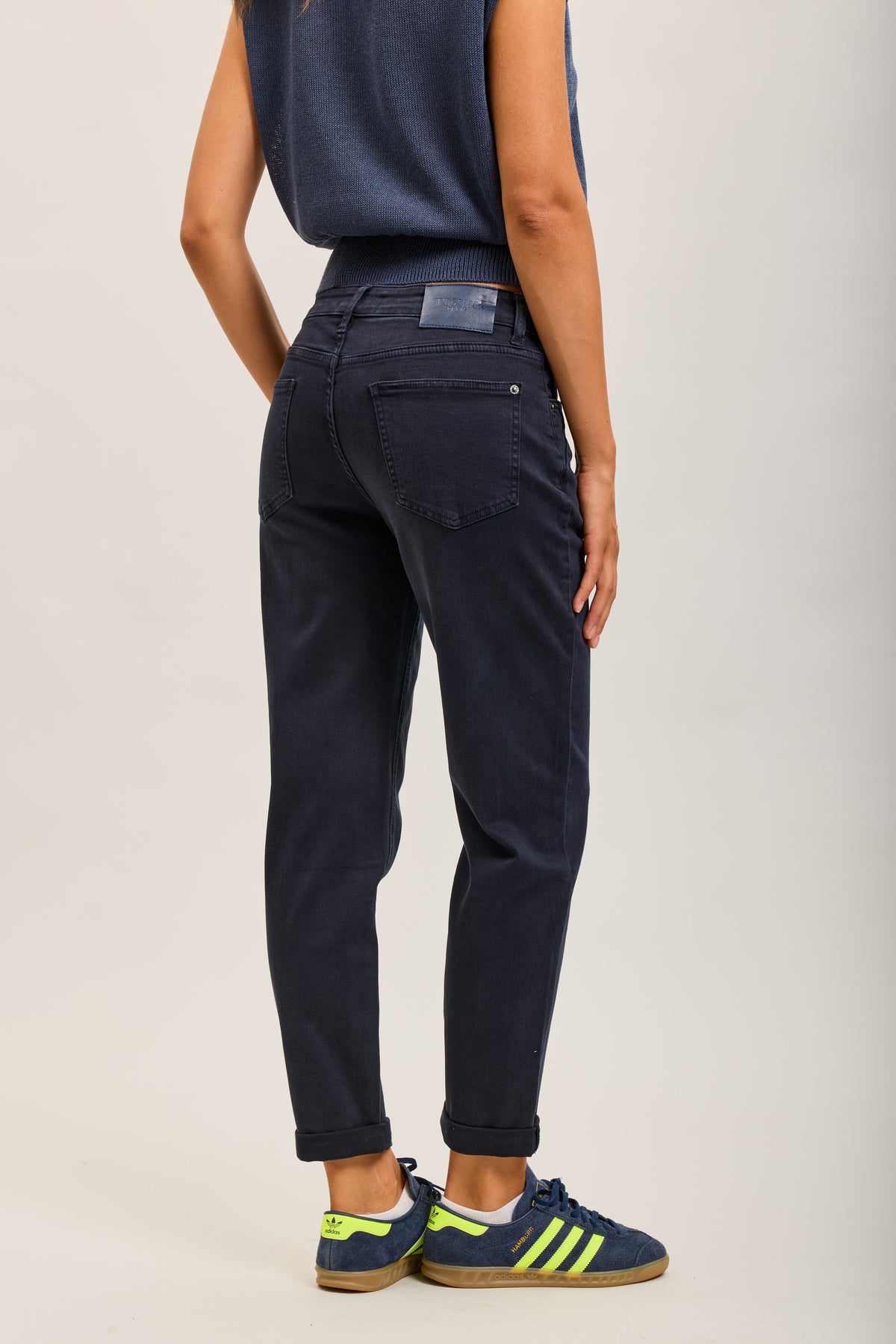 Toxik3 pantalon jean mom cropped denim stretch ourlet