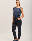 Toxik3 pantalon jean mom cropped denim stretch ourlet