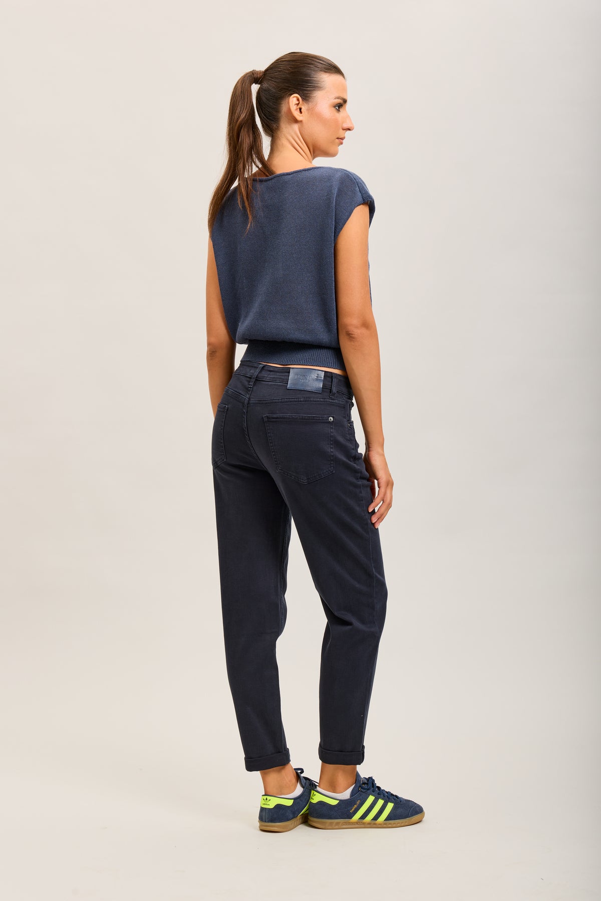 Toxik3 pantalon jean mom cropped denim stretch ourlet