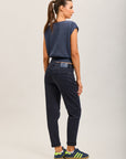 Toxik3 pantalon jean mom cropped denim stretch ourlet