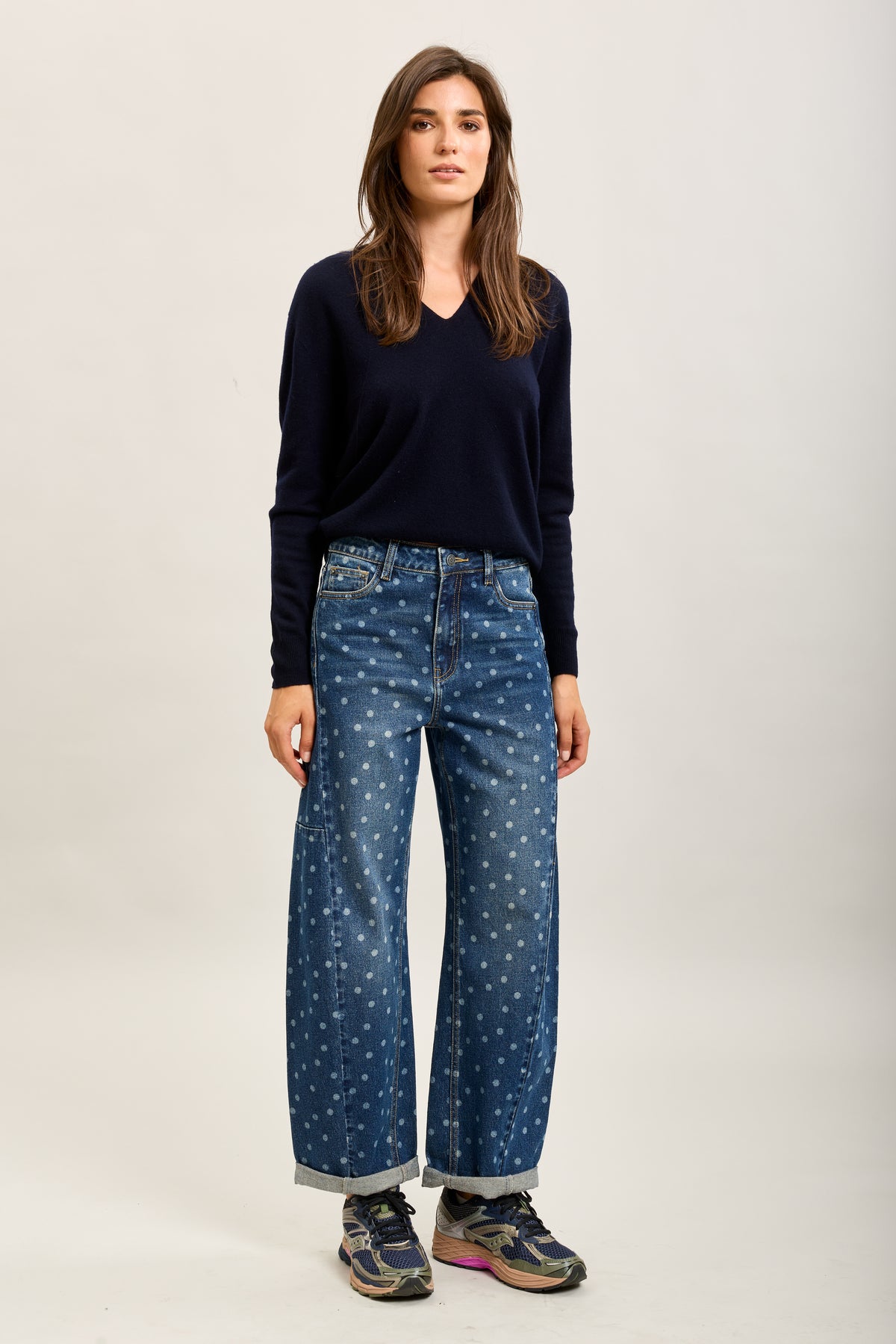 [draft - missing SKU] Toxik3 printed Lyocell denim wide hem jean pants
