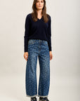 [draft - missing SKU] Toxik3 printed Lyocell denim wide hem jean pants