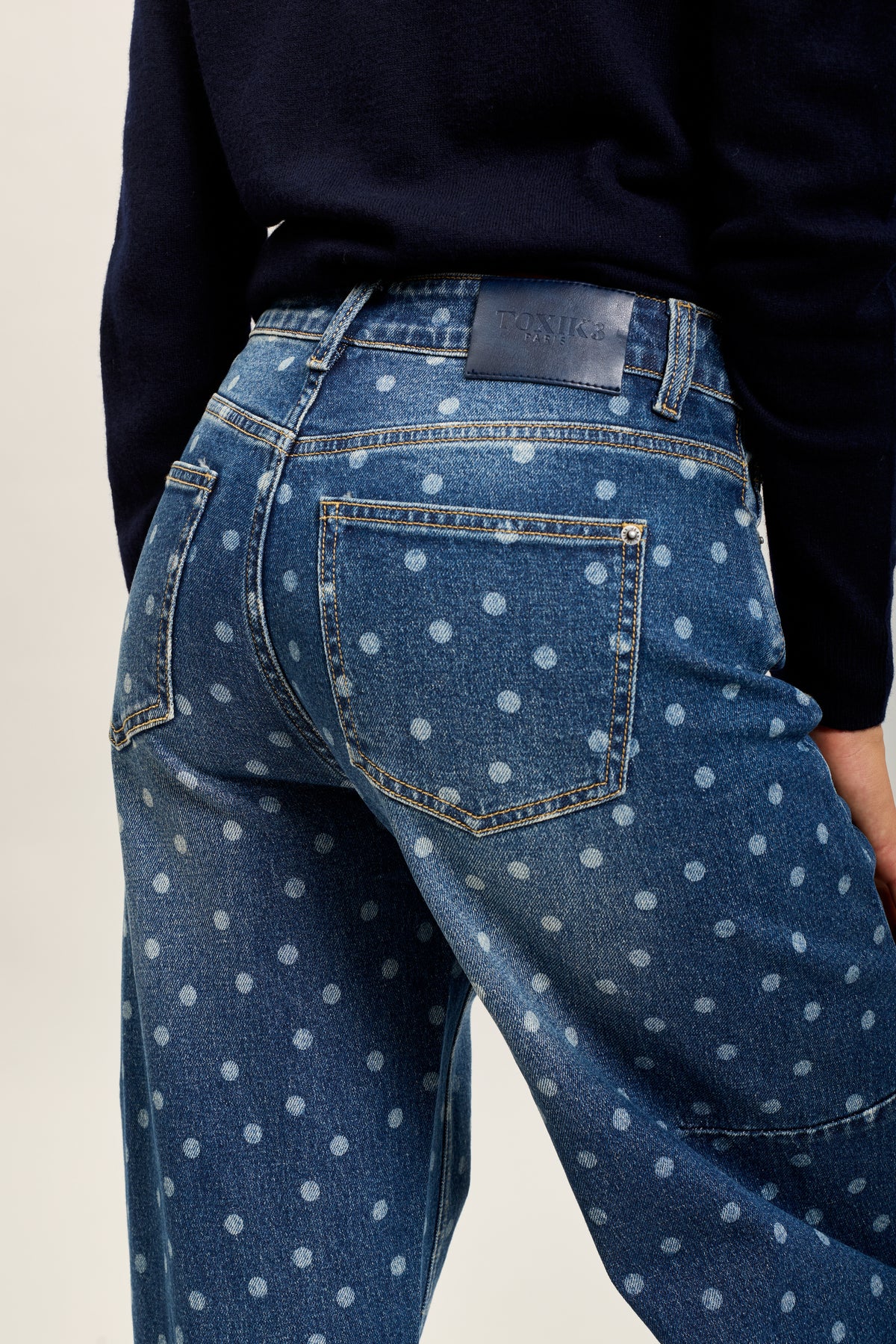 [draft - missing SKU] Toxik3 printed Lyocell denim wide hem jean pants