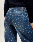 [draft - missing SKU] Toxik3 printed Lyocell denim wide hem jean pants