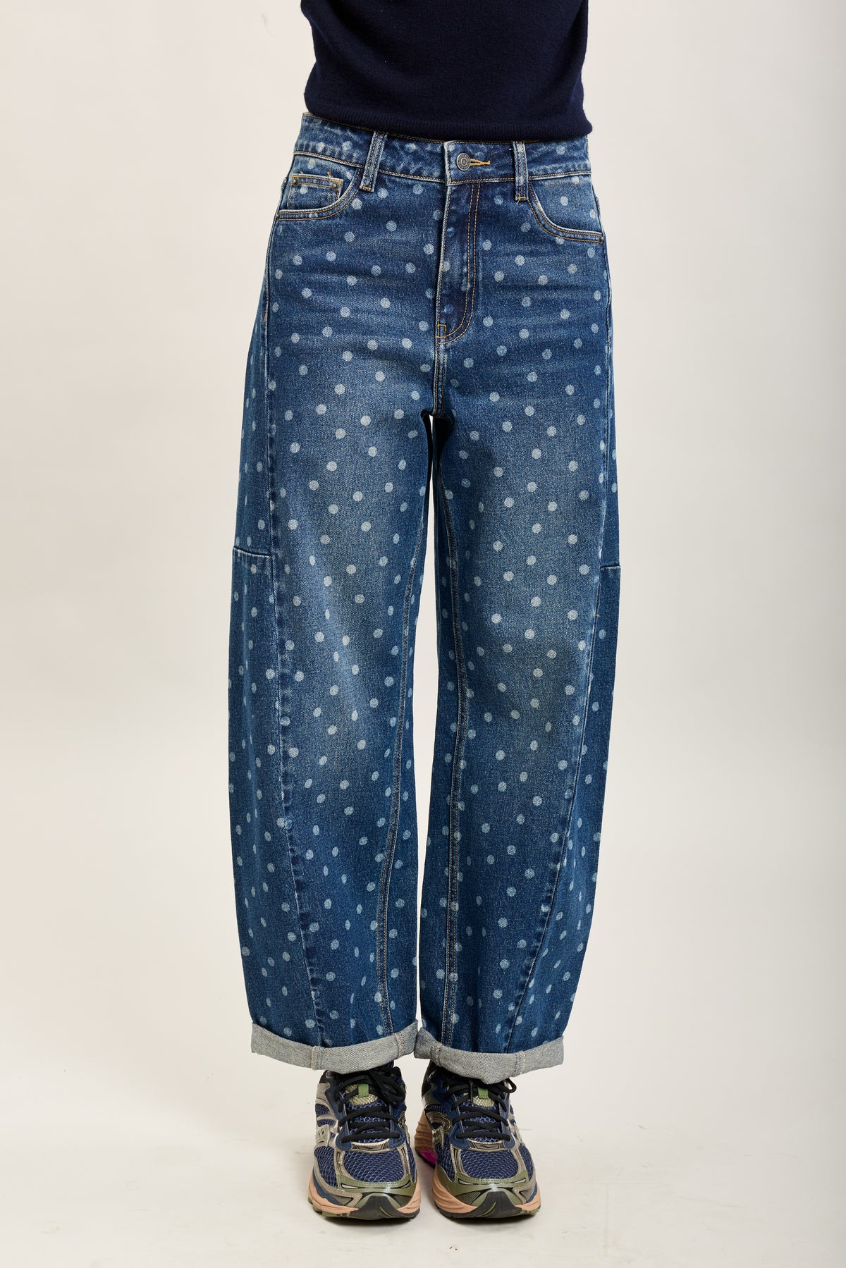 [draft - missing SKU] Toxik3 printed Lyocell denim wide hem jean pants