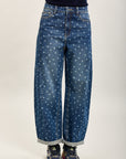 [draft - missing SKU] Toxik3 printed Lyocell denim wide hem jean pants