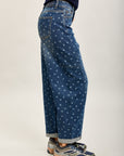 [draft - missing SKU] Toxik3 printed Lyocell denim wide hem jean pants