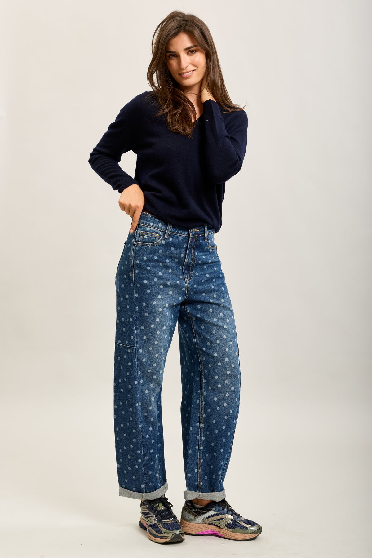 [draft - missing SKU] Toxik3 printed Lyocell denim wide hem jean pants