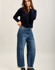 [draft - missing SKU] Toxik3 printed Lyocell denim wide hem jean pants