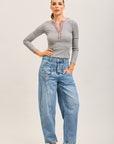 Toxik3 pantalon jean balloon Lyocell asymétrique