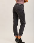 Toxik3 pantalon jean mom cropped denim stretch ourlet léopard