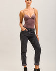 Toxik3 pantalon jean mom cropped denim stretch ourlet léopard