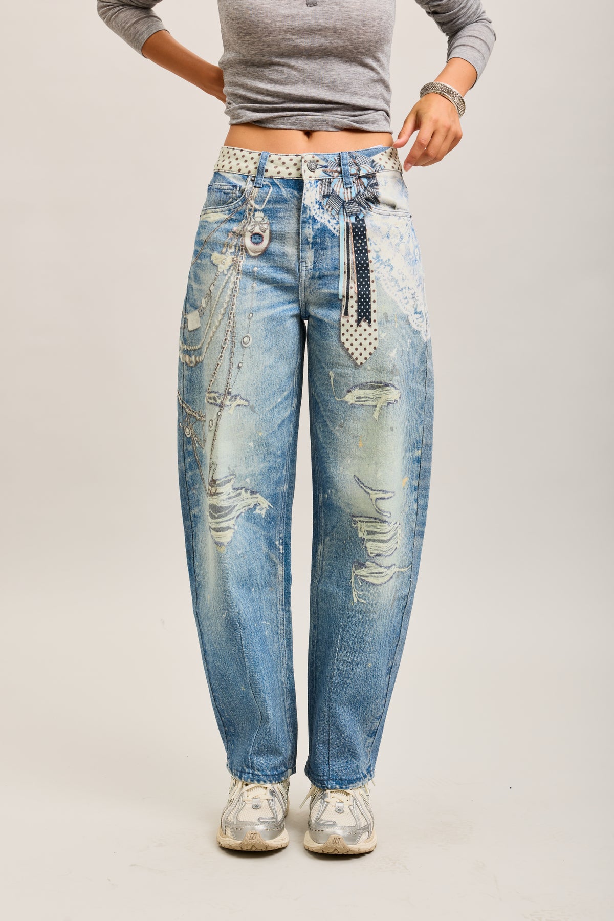 Toxik3 printed stretch denim balloon jean pants
