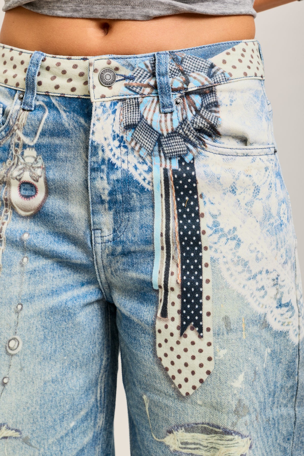Toxik3 printed stretch denim balloon jean pants