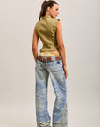 Toxik3 wide printed stretch denim jean pants