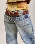 Toxik3 wide printed stretch denim jean pants