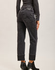Toxik3 pantalon jean droit cropped denim stretch revers