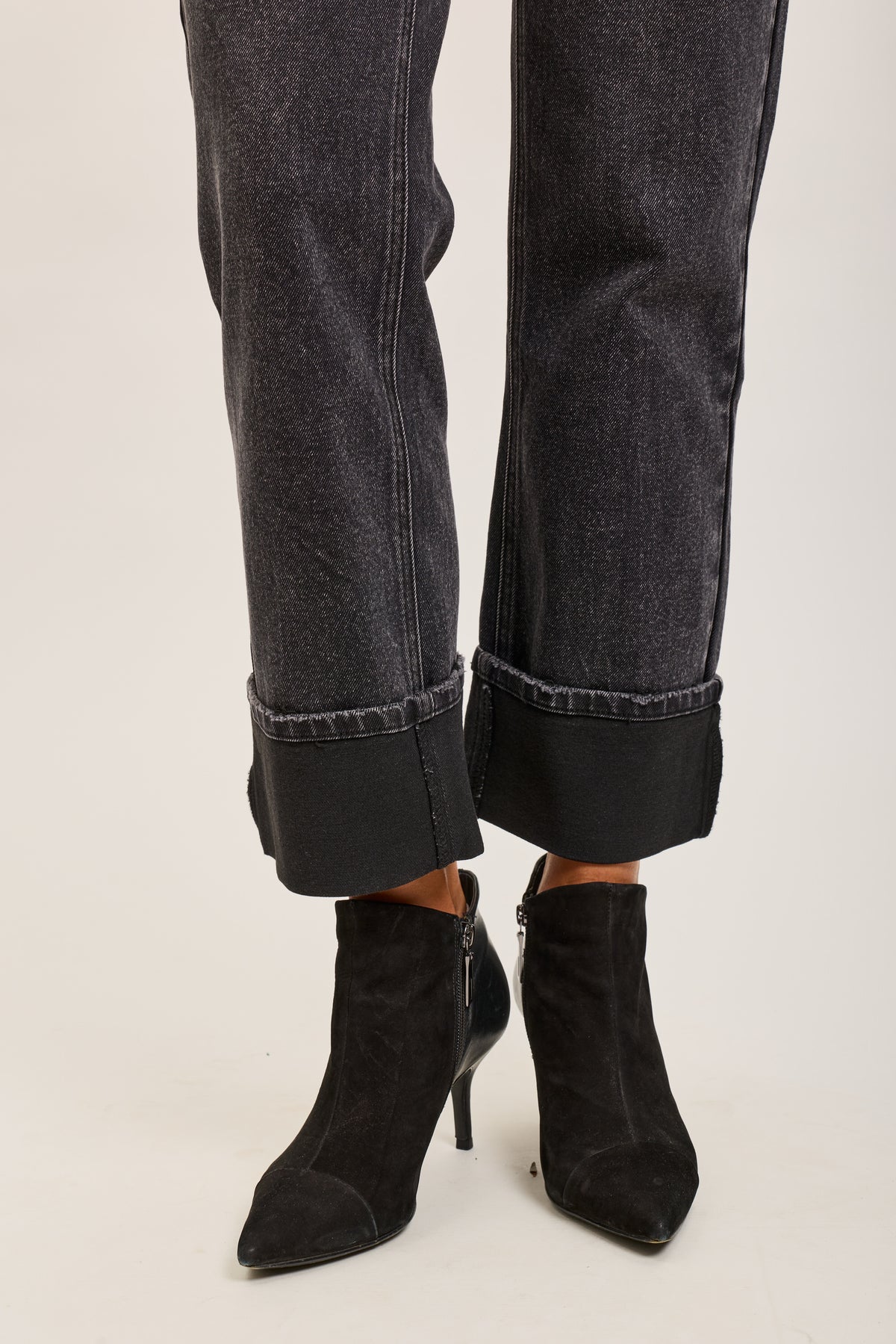 Toxik3 pantalon jean droit cropped denim stretch revers