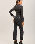 Toxik3 pantalon jean droit cropped denim stretch revers