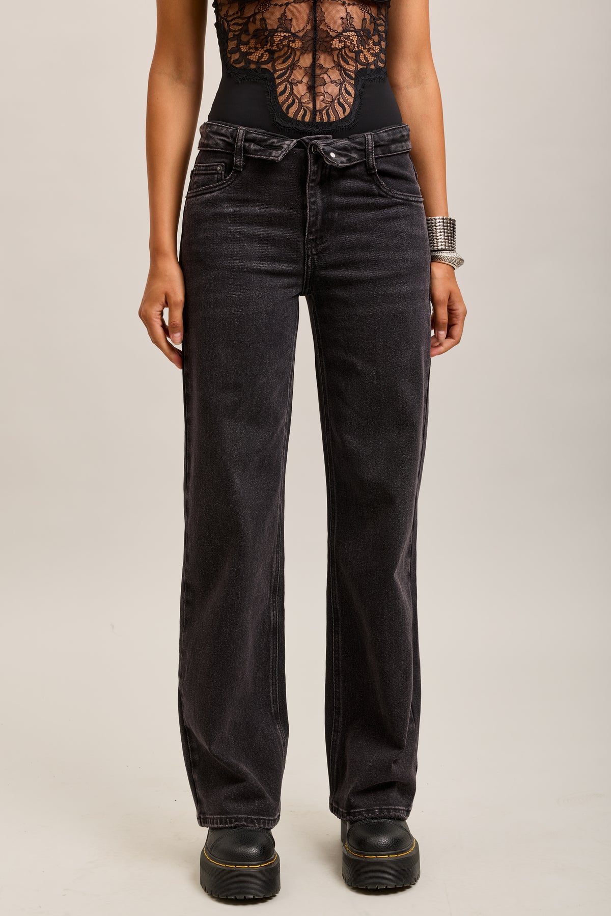 Toxik3 pantalon jean droit denim stretch taille inversé