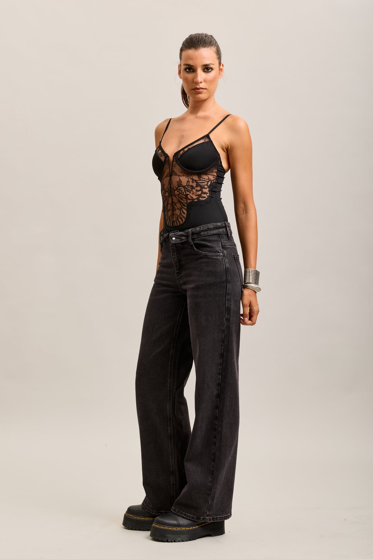 Toxik3 pantalon jean droit denim stretch taille inversé