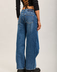 Toxik3 pantalon jean droit Lyocell fermeture asymétrique boutons