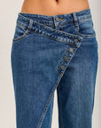 Toxik3 pantalon jean droit Lyocell fermeture asymétrique boutons