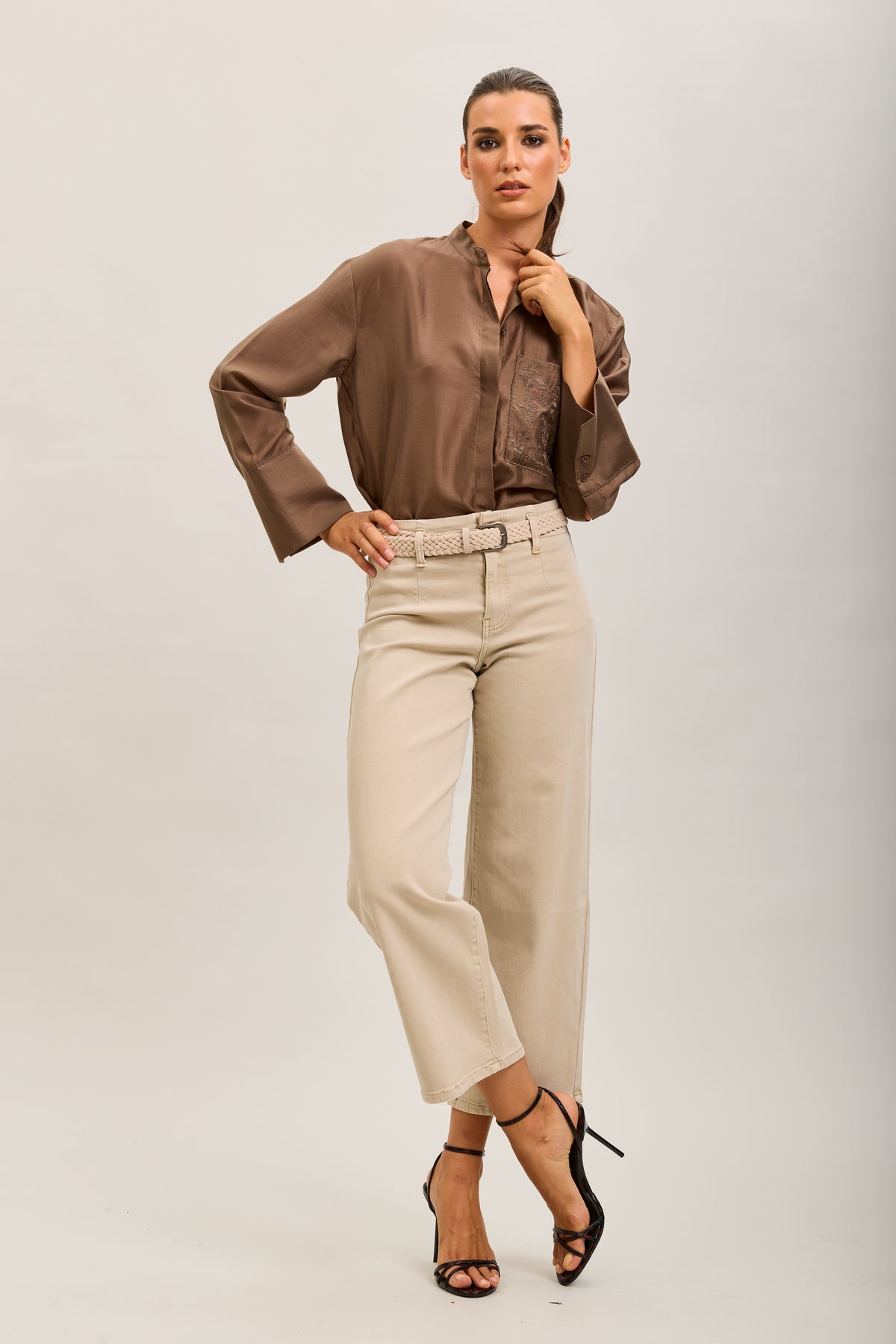 Toxik3 straight cropped denim stretch jean pants with belt