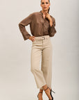 Toxik3 straight cropped denim stretch jean pants with belt