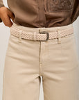 Toxik3 straight cropped denim stretch jean pants with belt