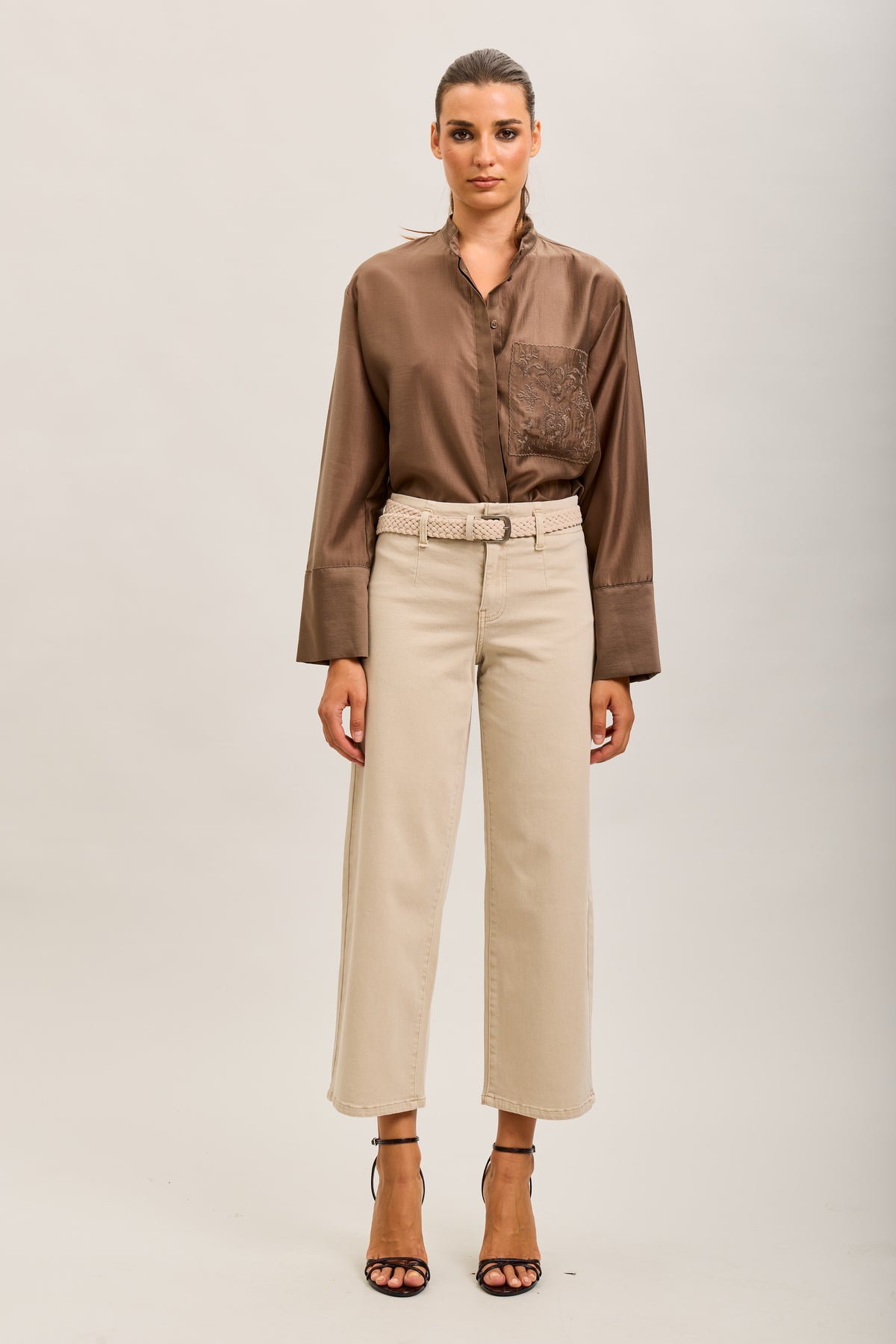 Toxik3 straight cropped denim stretch jean pants with belt