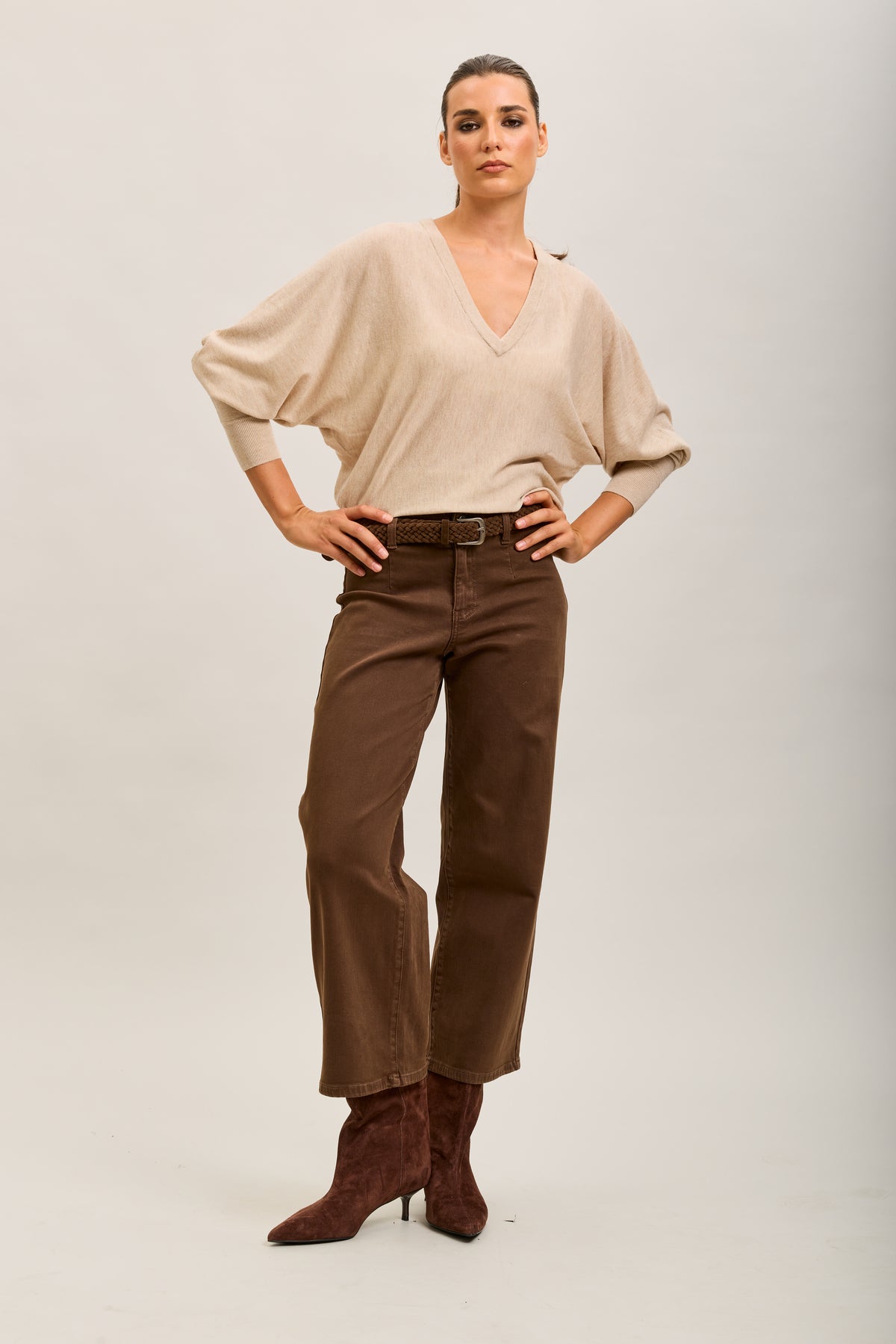 Toxik3 straight cropped denim stretch jean pants with belt