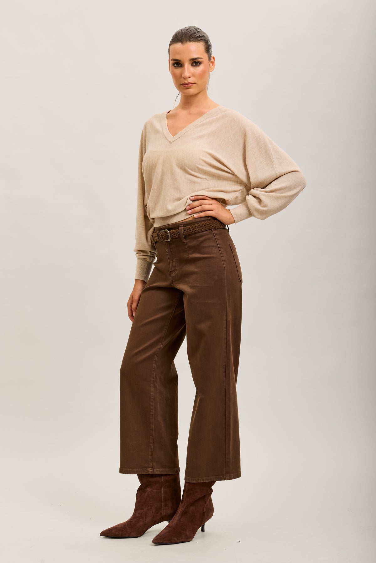 Toxik3 straight cropped denim stretch jean pants with belt