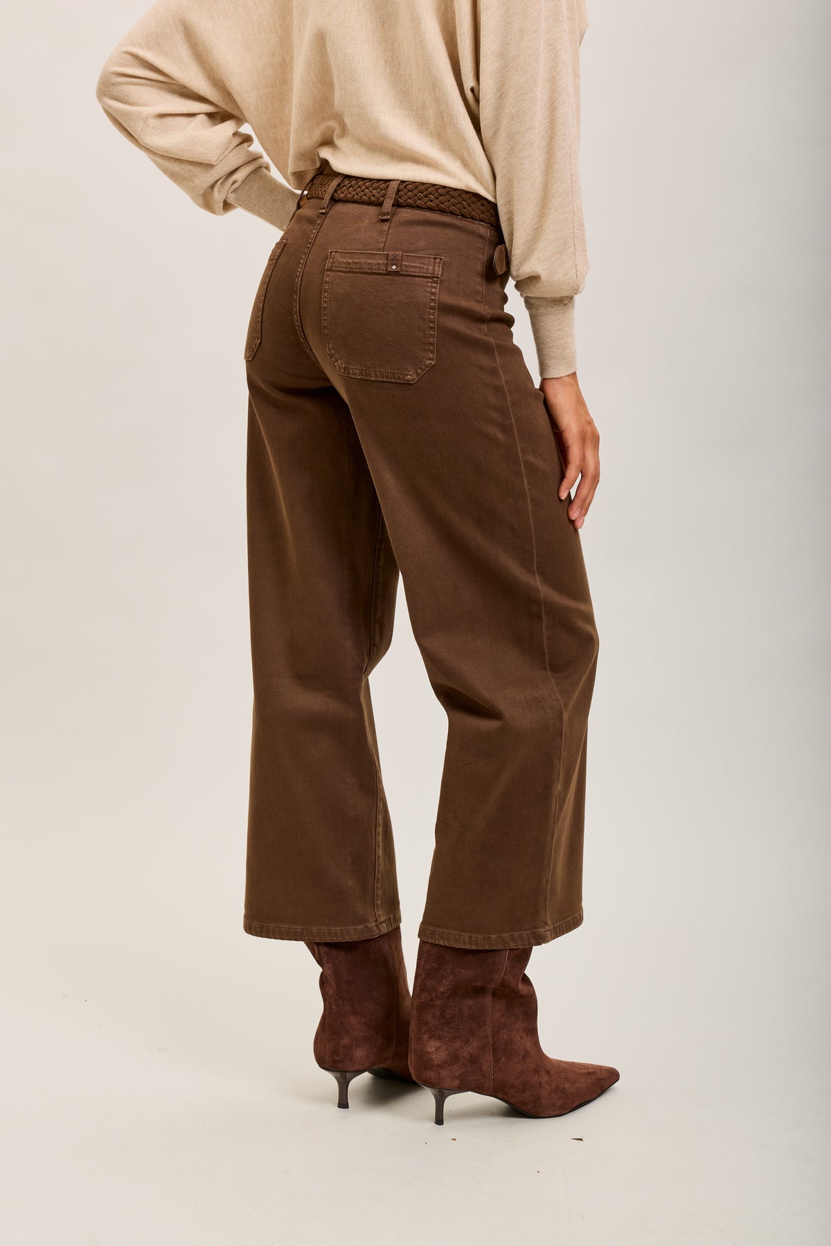 Toxik3 straight cropped denim stretch jean pants with belt