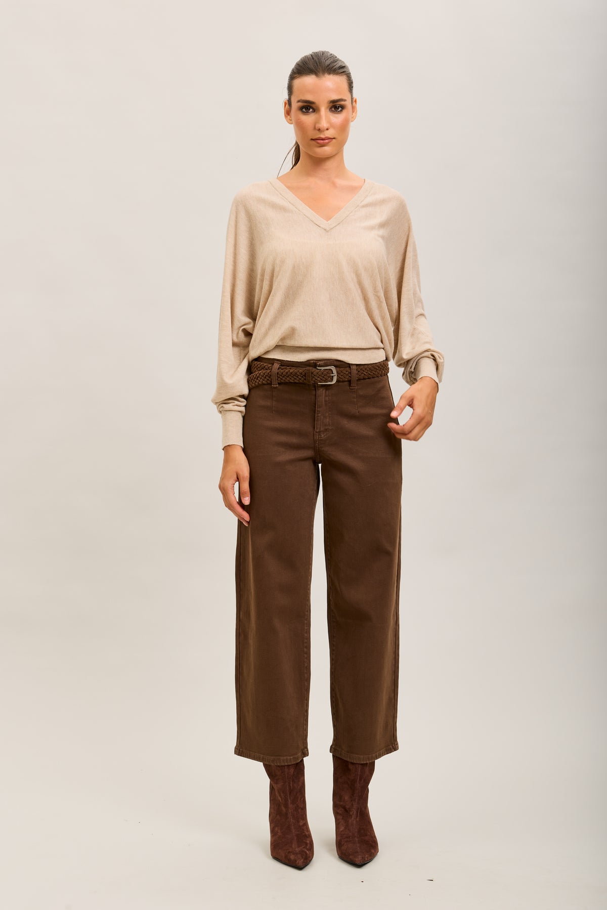 Toxik3 straight cropped denim stretch jean pants with belt